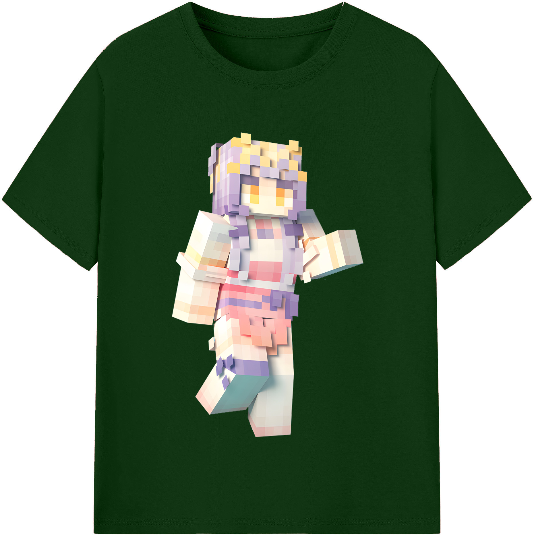 （画像用） マインクラフト ブロックの世界 Minecraft MC Block world 綿100％半袖Tシャツ（フロントプリント）
